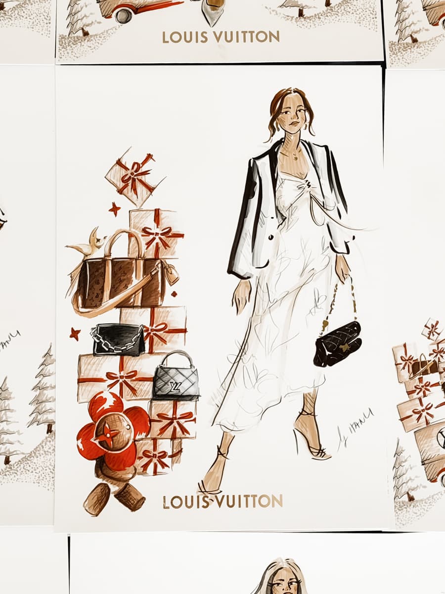 festive live event illustration louis vuitton by hanli