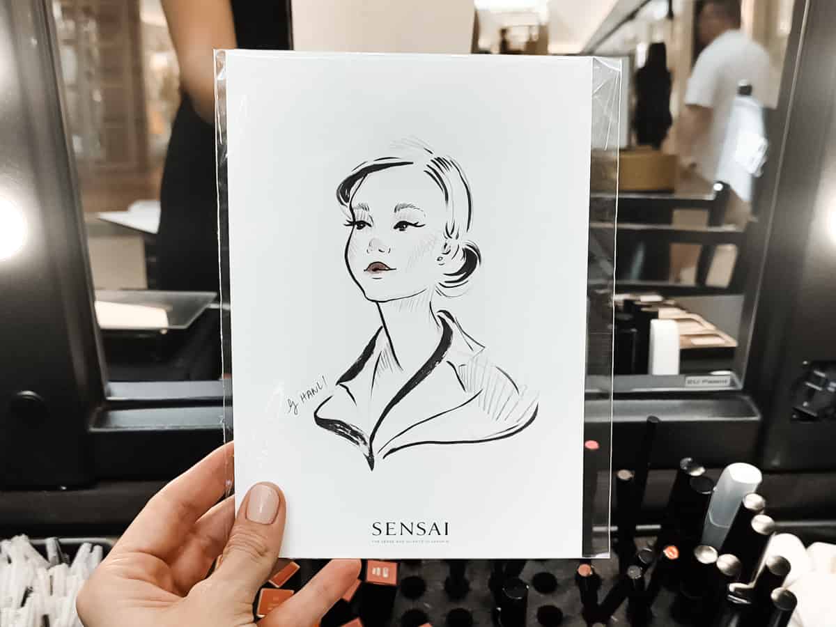 Live event portrait sketch of woman at event sensai by Hanli