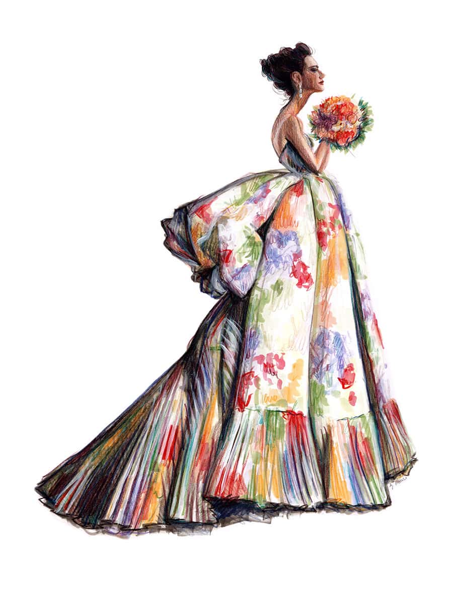 Vintage Dior fashion illustration by Hanli